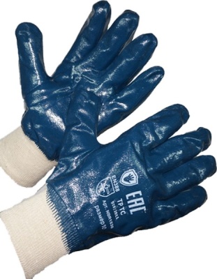 Перчатки нитриловые полный облив манжет резинка 