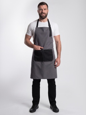Фартук с грудкой Модеринт (тк.Смесовая,210), серый/черный